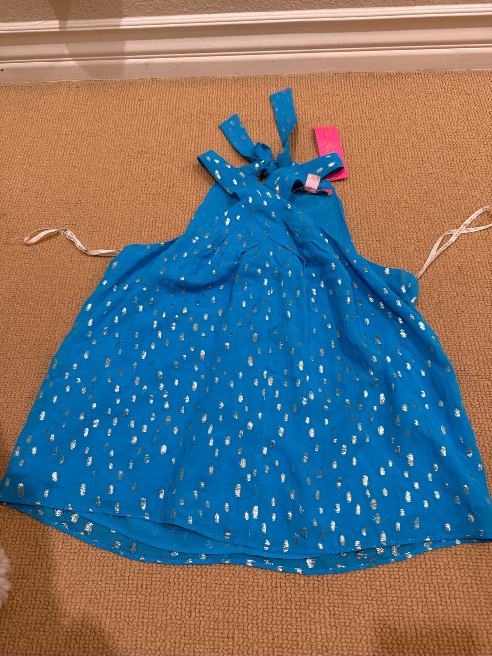 Lilly Pulitzer Rori Halter Top Blue Metallic NWT Size S